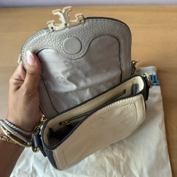 Women's Tri-Color White, Grey, Black Tory Burch Crossbody Bag with Dust Bag - Picture 9 of 16